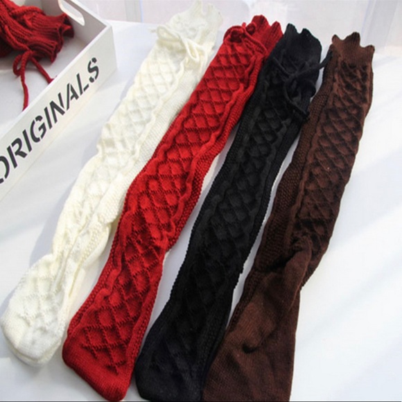 Thigh High Winter Socks Red - Picture 4 of 6